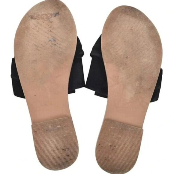 Vero Moda Sandals Black Suede Bow Slides Size 8 - Picture 6 of 8